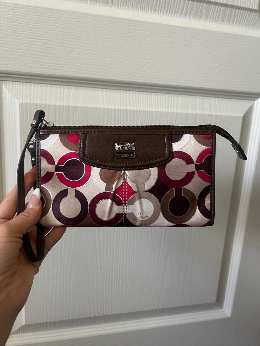 Coach Brown Signature Circle Wristlet